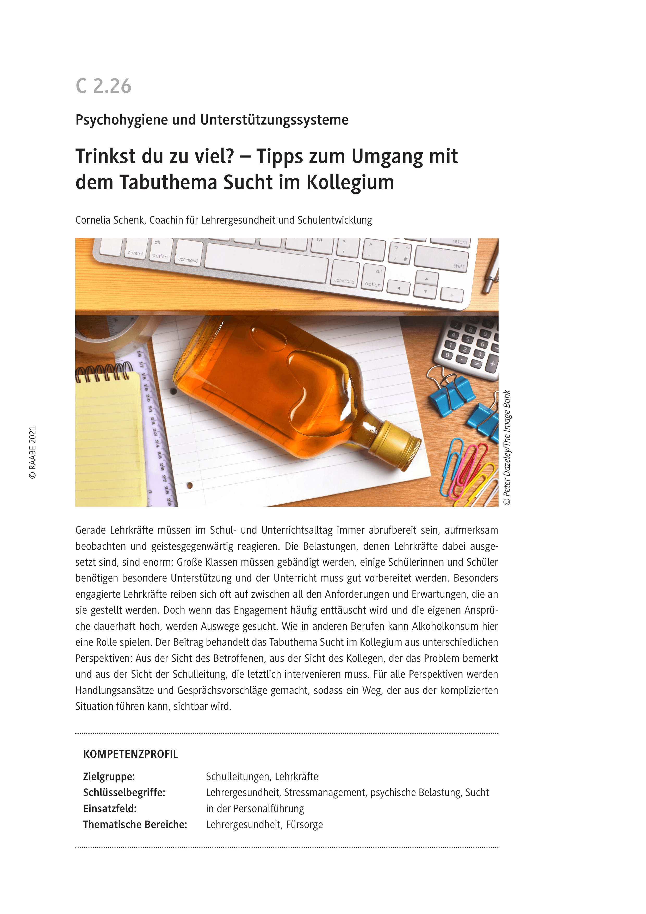 Sucht im Kollegium - Tipps zum Umgang mit dem Tabuthema