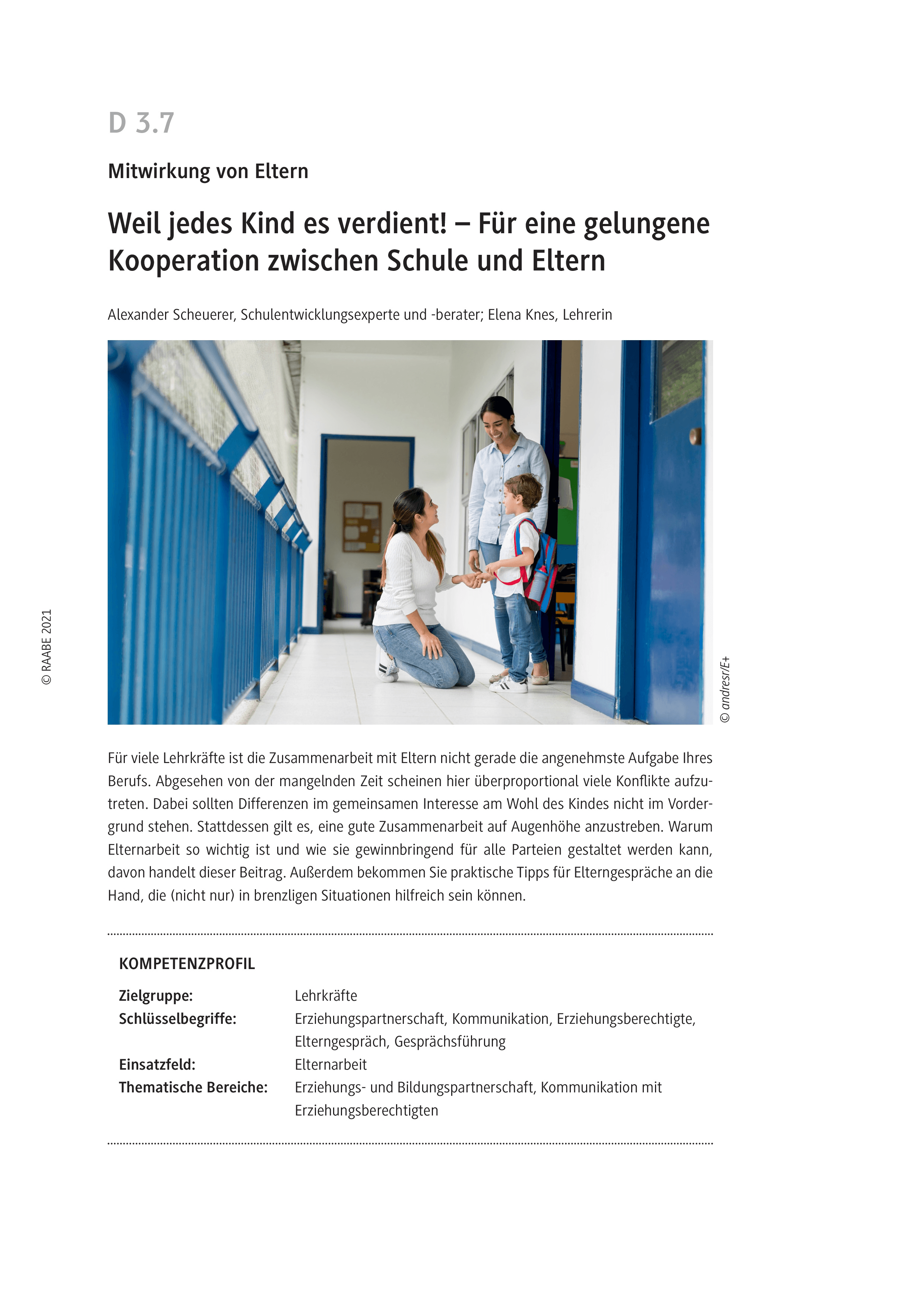 Gelingende Kooperation von Schule und Eltern