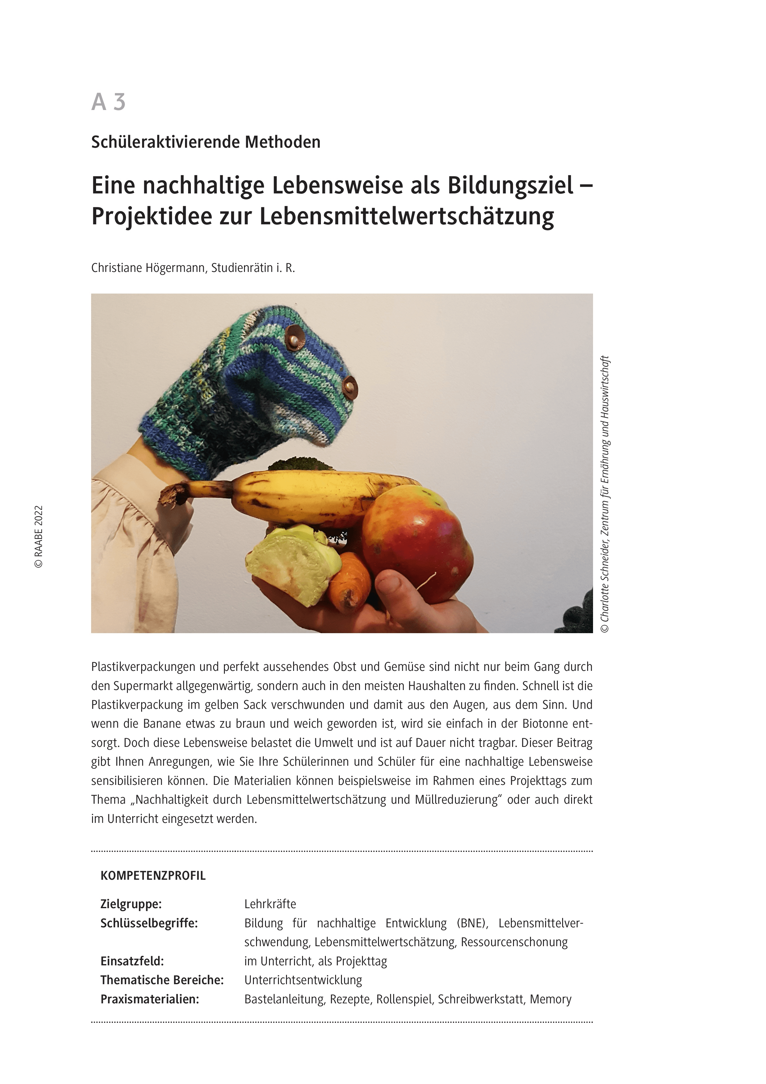 Eine nachhaltige Lebensweise als Bildungsziel