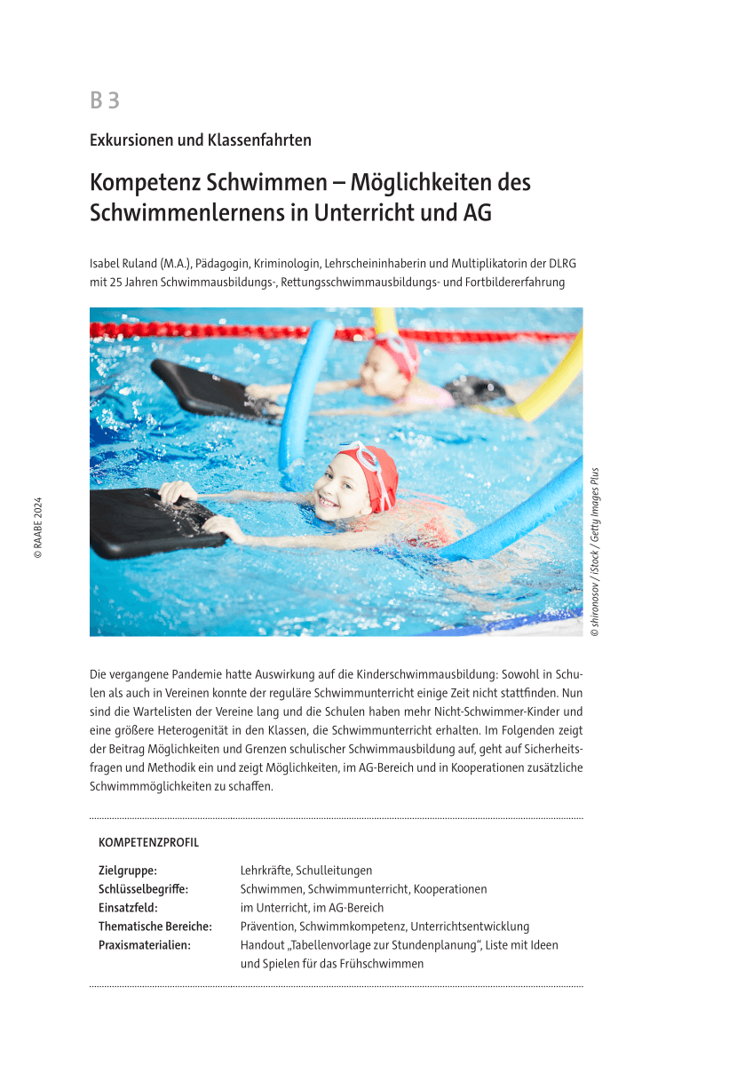 Kompetenz Schwimmen