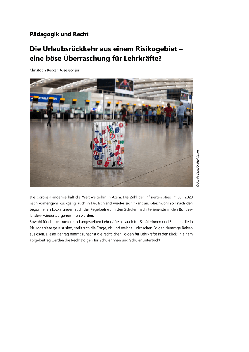 Die Urlaubsrückkehr aus einem Risikogebiet