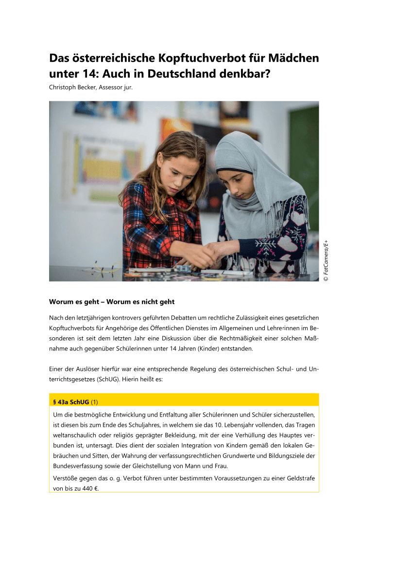 Das österreichische Kopftuchverbot für Mädchen unter 14