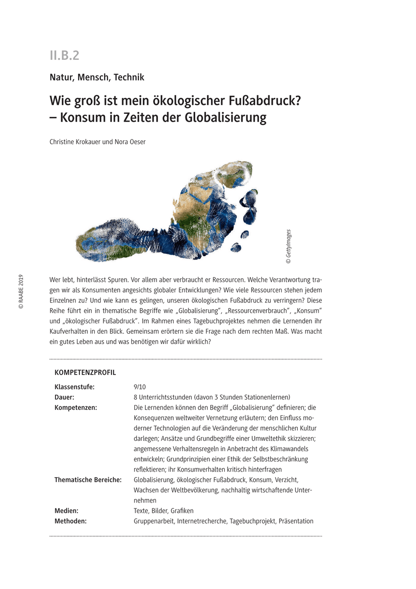 Wie groß ist mein ökologischer Fußabdruck?