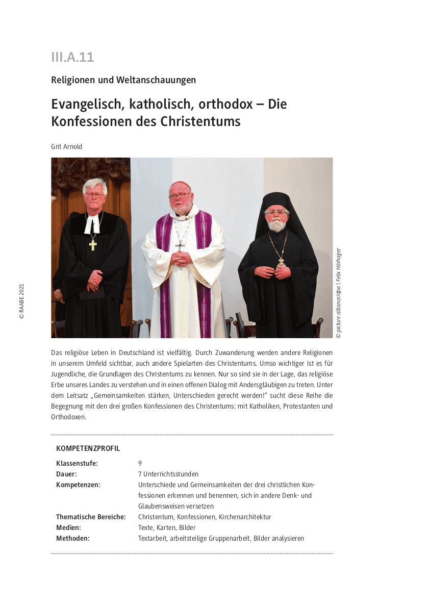 Evangelisch, katholisch, orthodox