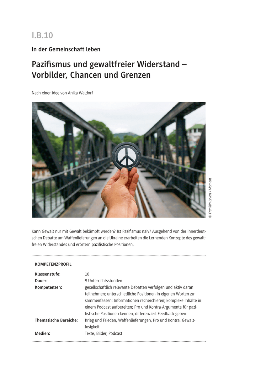 Pazifismus und gewaltfreier Widerstand