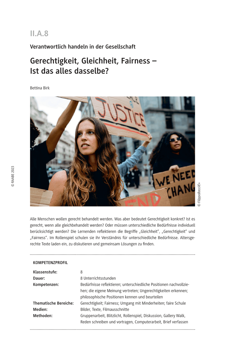 Gerechtigkeit, Gleichheit, Fairness