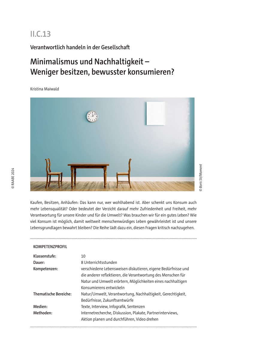 Minimalismus und Nachhaltigkeit