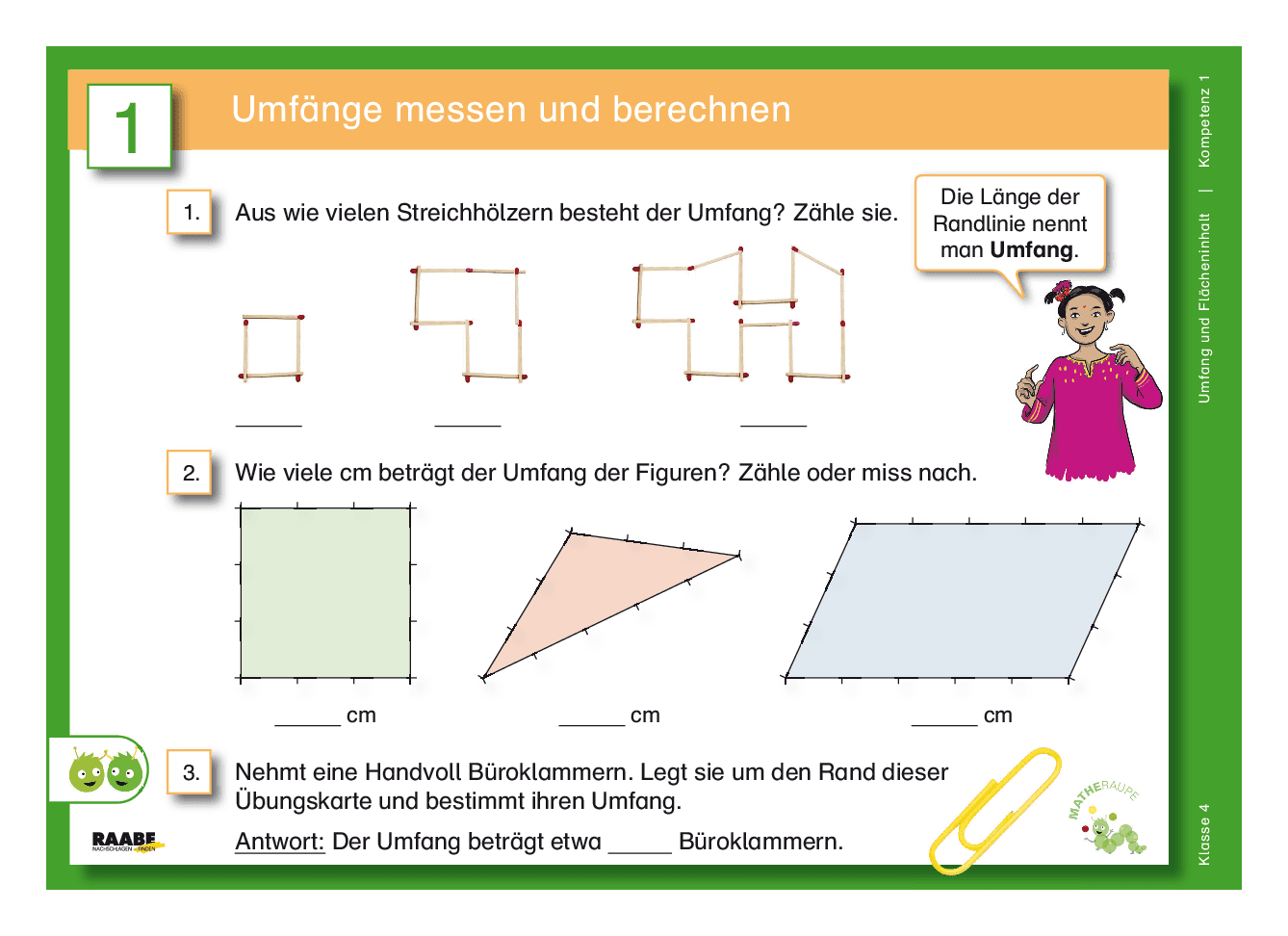 Differenzierte Übungskartei: Umfang und Flächeninhalt (Klasse 4)