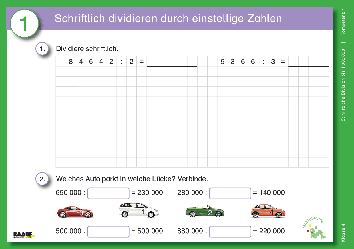 Differenzierte Übungskartei: Schriftliche Division bis 1.000.000 (Klasse 4)