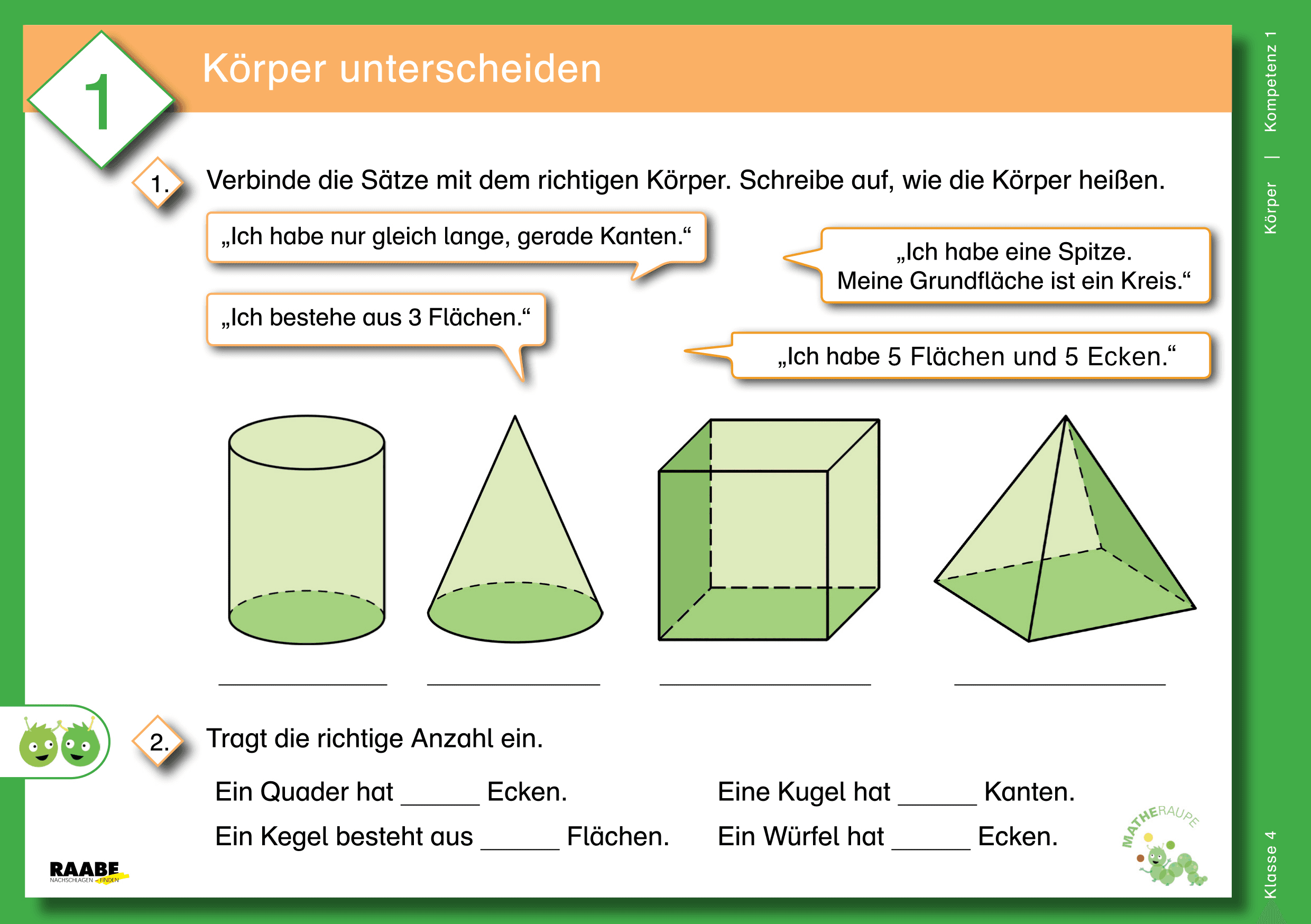 Differenzierte Übungskartei: Körper (Klasse 4)