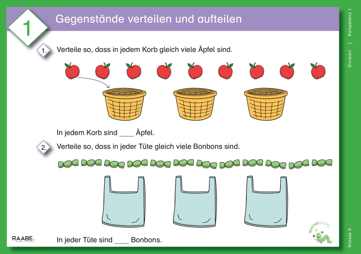 Differenzierte Übungskartei: Division (Klasse 3)