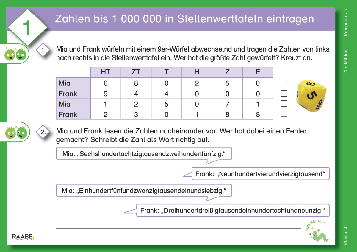 Differenzierte Übungskartei: Die Million (Klasse 4)