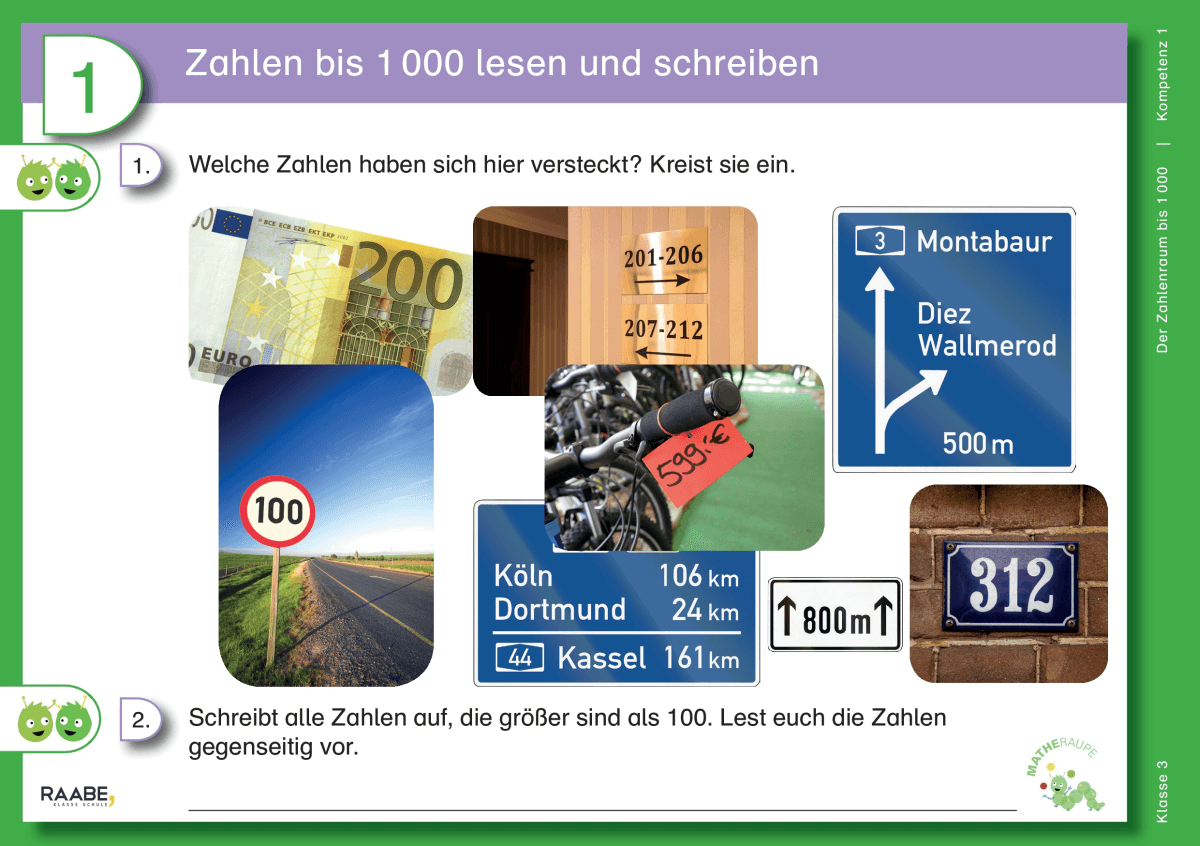 Differenzierte Übungskartei: Der Zahlenraum bis 1000 (Klasse 3)