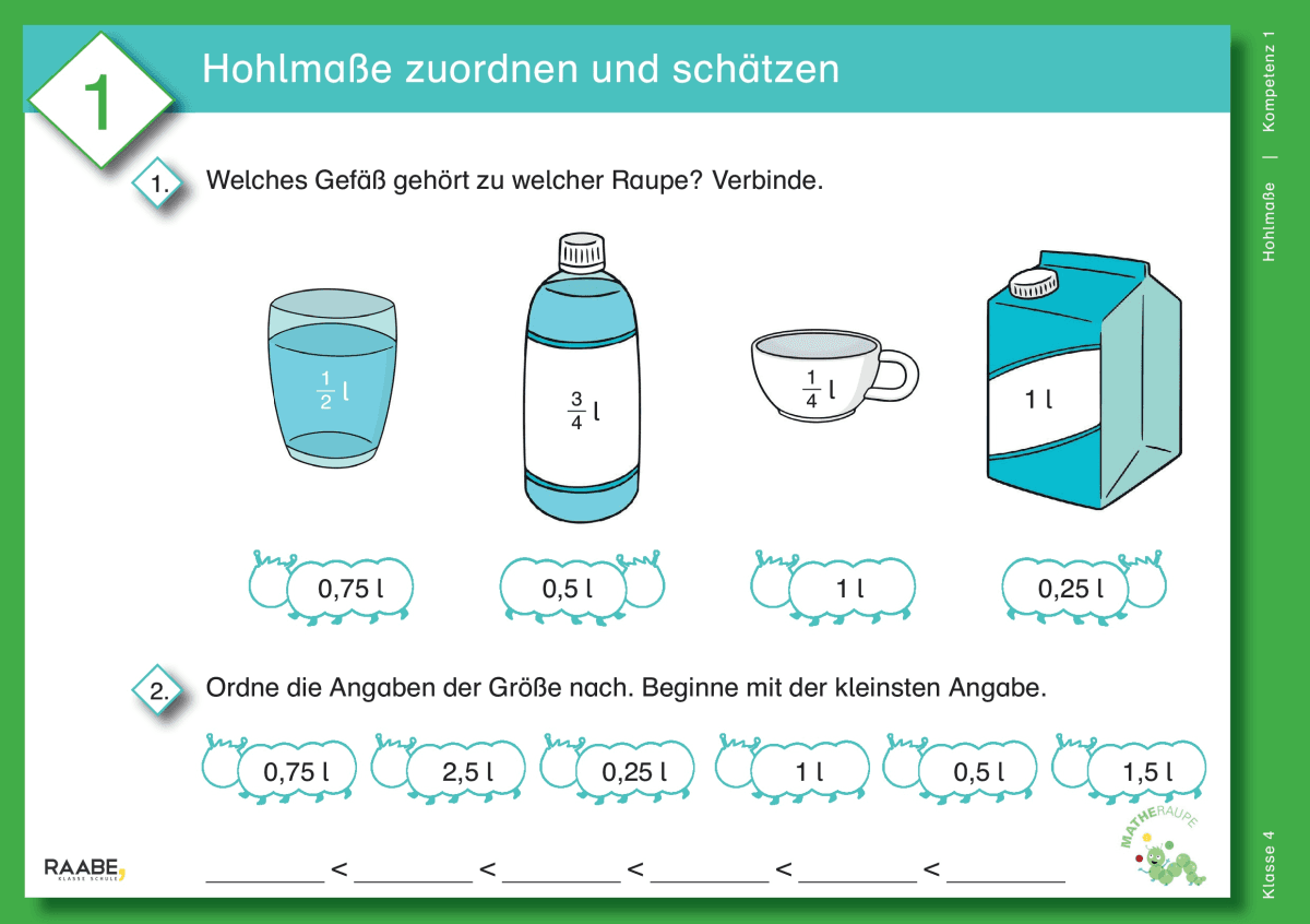 Differenzierte Übungskartei: Hohlmaße (Klasse 4)