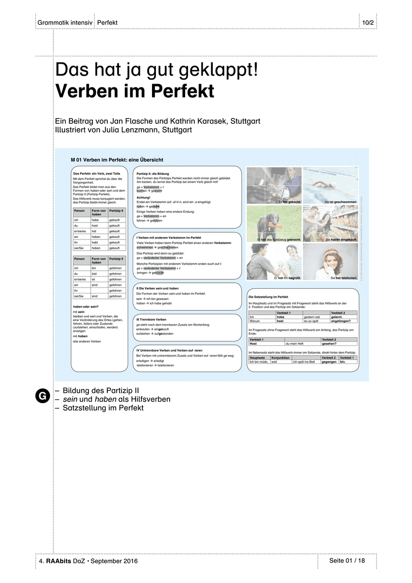 Verben im Perfekt