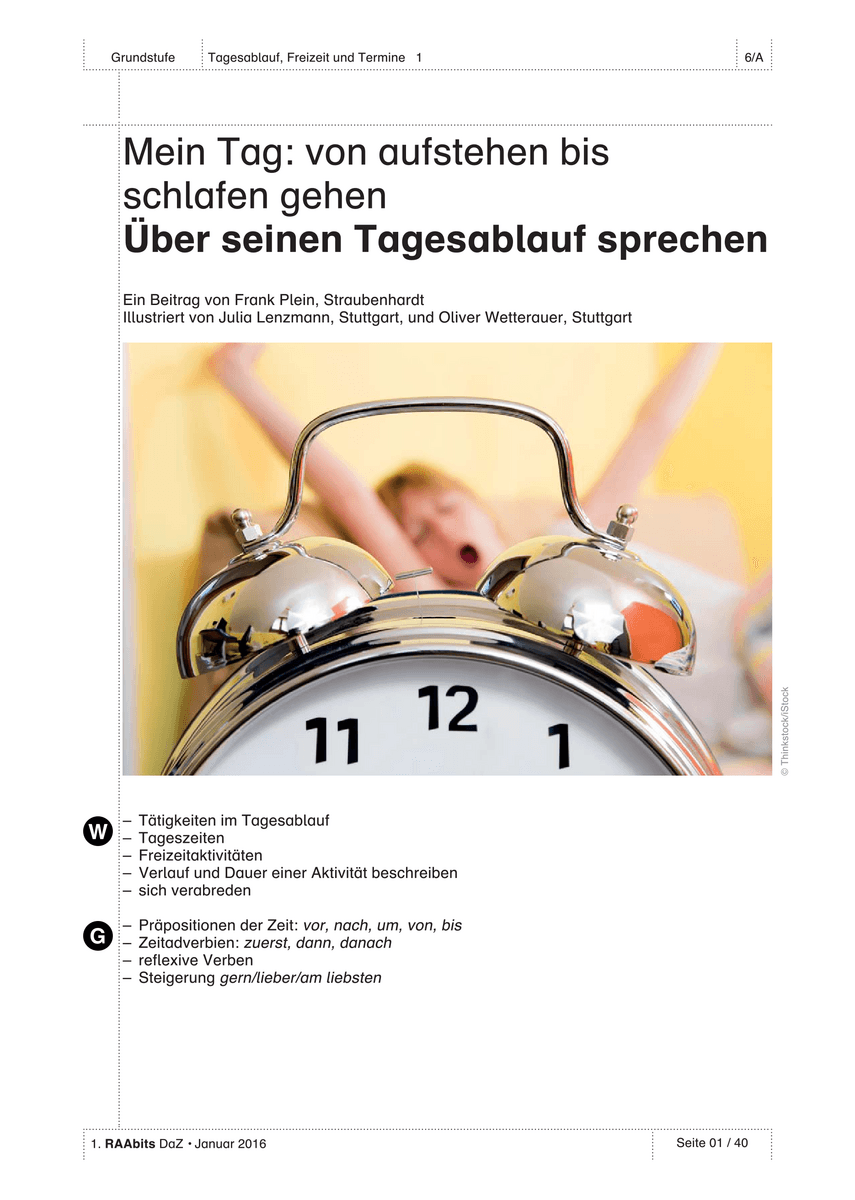 Mein Tag: von aufstehen bis schlafen gehen