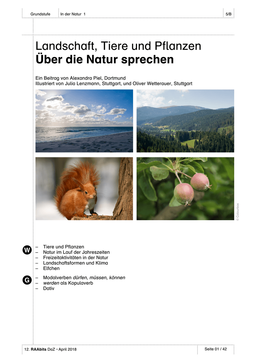 Landschaft, Tiere und Pflanzen