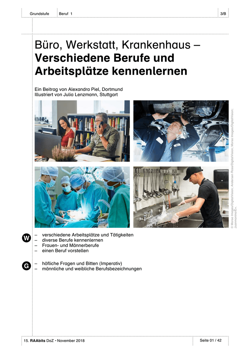 Büro, Werkstatt, Krankenhaus