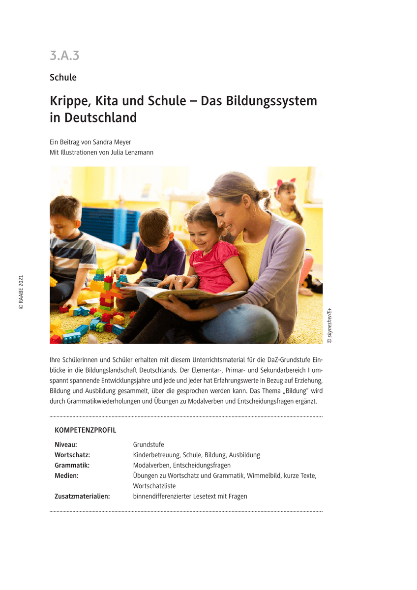 Krippe, Kita und Schule