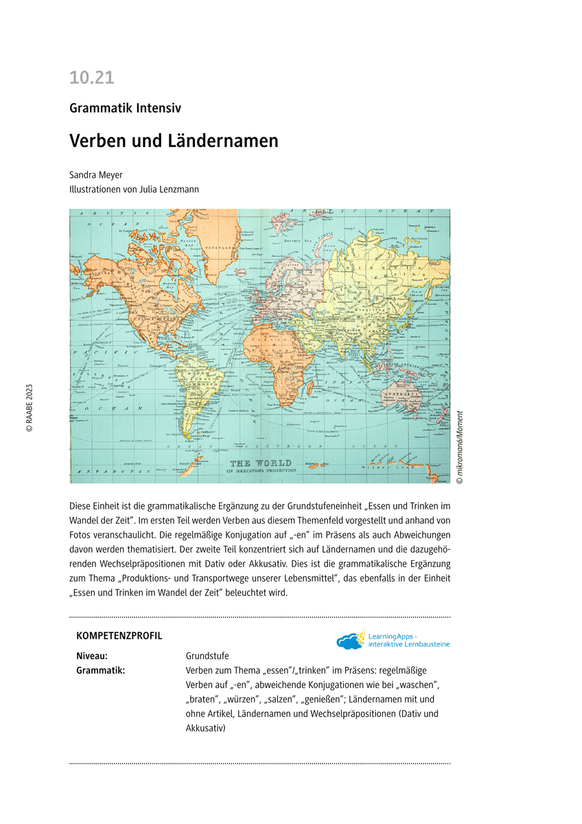 Verben und Ländernamen