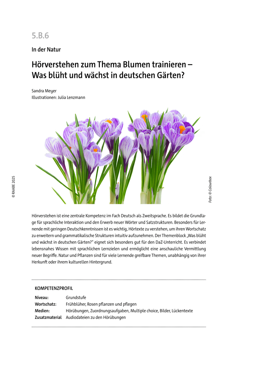 Hörverstehen zum Thema Blumen trainieren