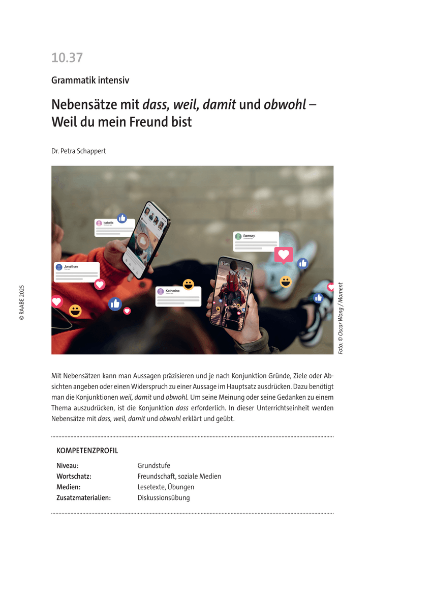 Nebensätze mit dass, weil, damit und obwohl