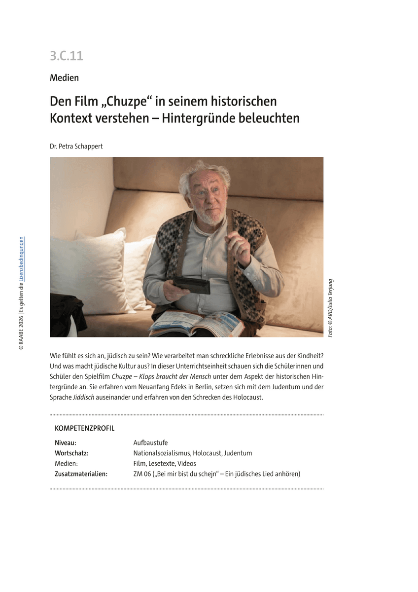 Den Film „Chuzpe“ in seinem historischen Kontext verstehen