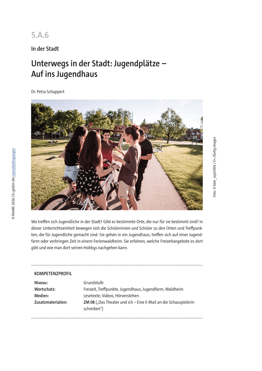 Unterwegs in der Stadt: Jugendplätze Unterwegs in der Stadt: Jugendplätze