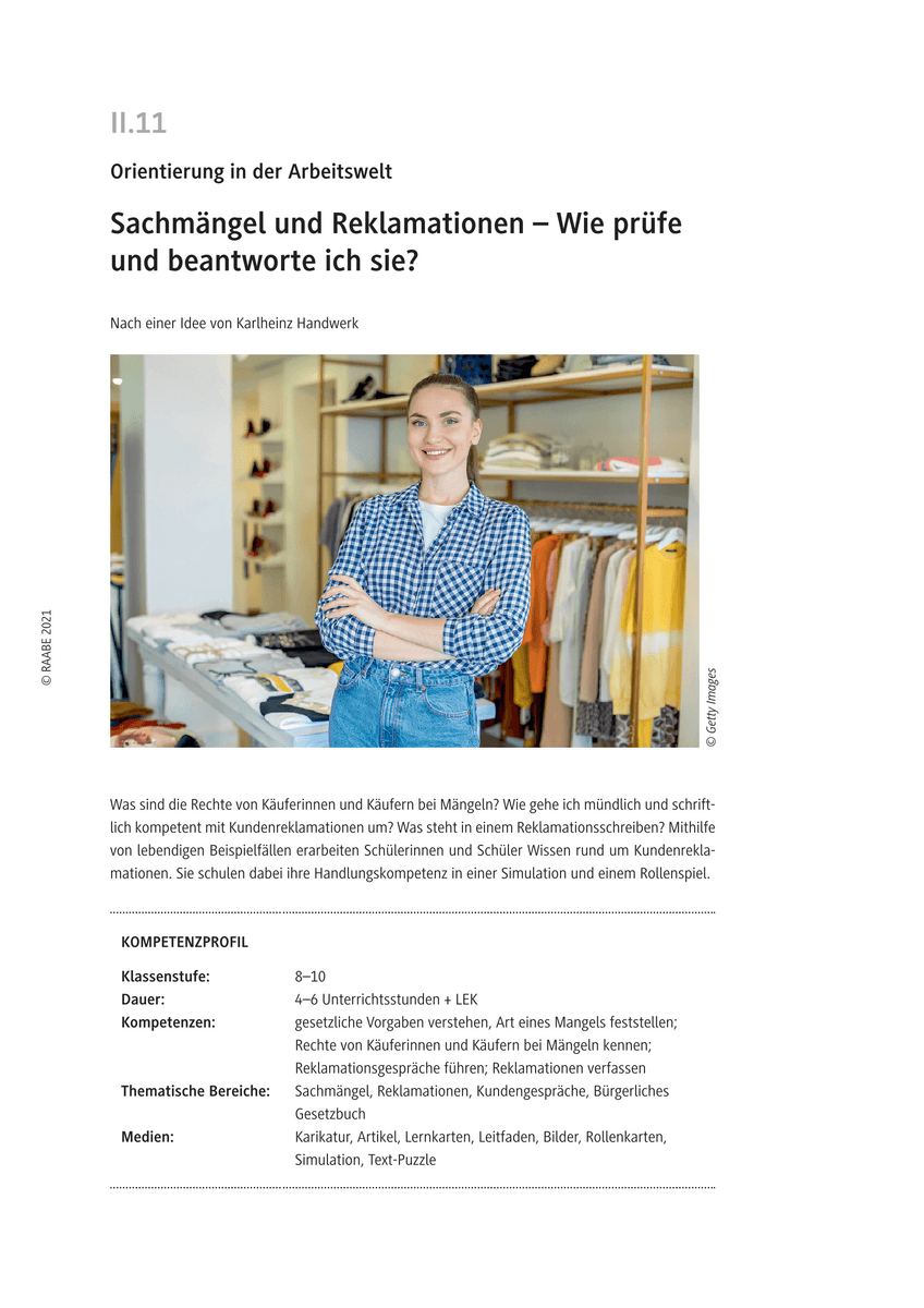 Sachmängel und Reklamationen