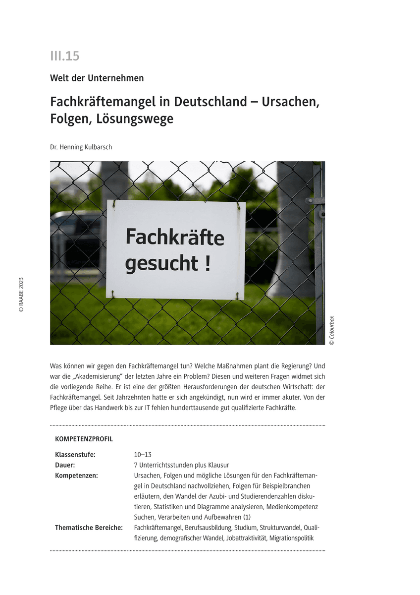 Fachkräftemangel in Deutschland