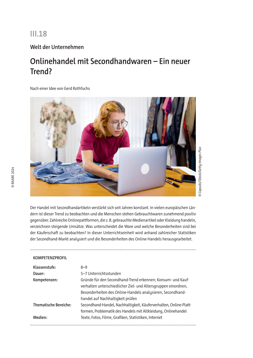 Onlinehandel mit Secondhandwaren