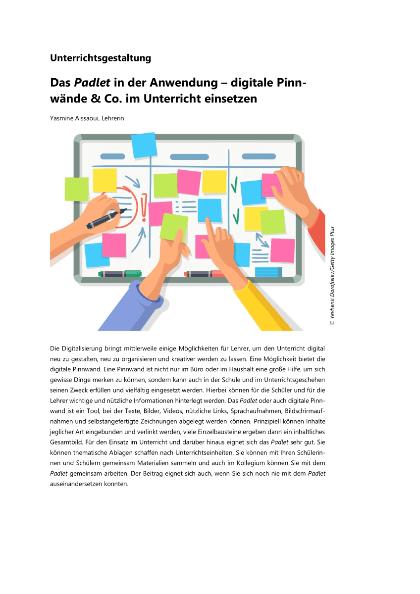 Das Padlet in der Anwendung