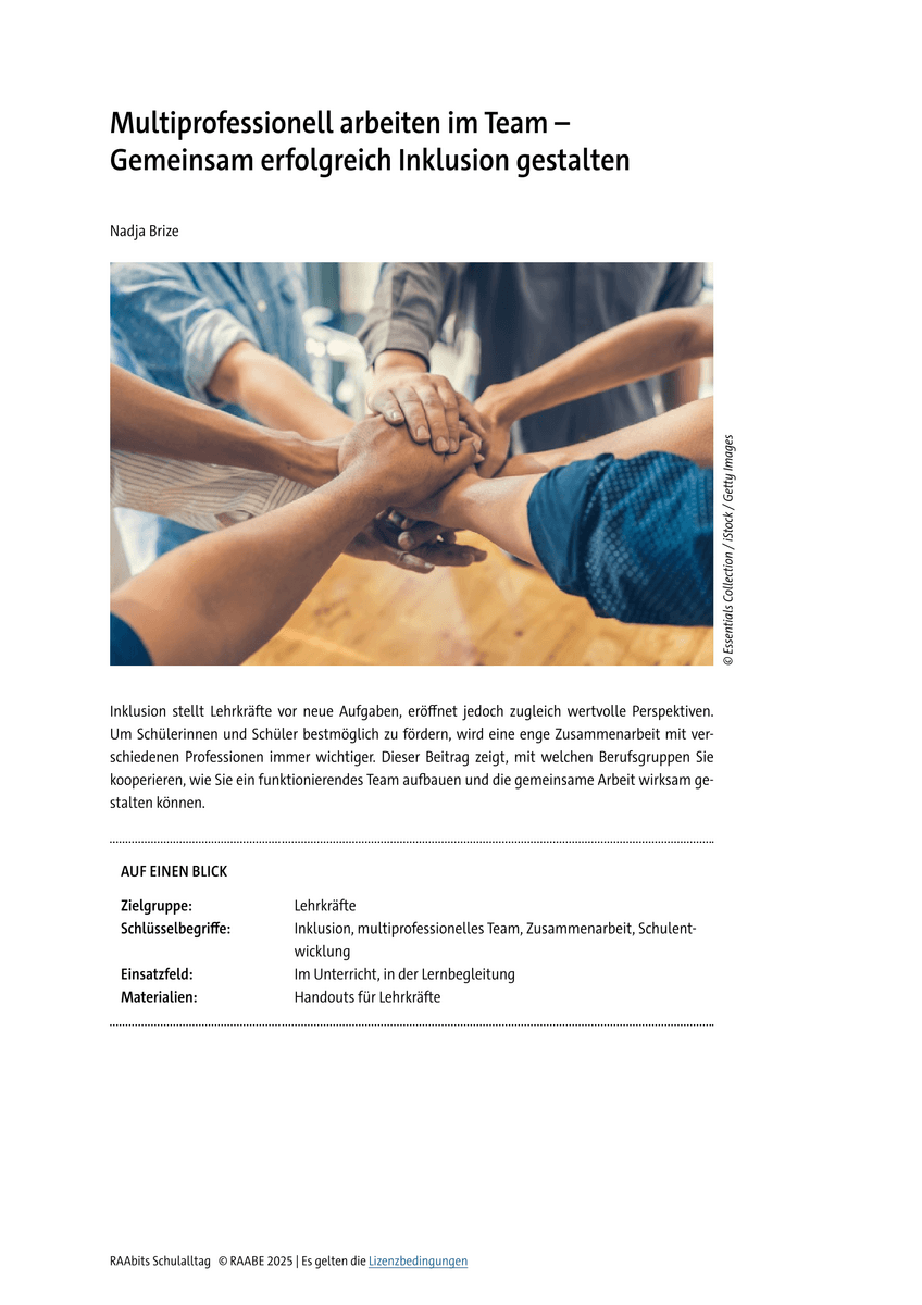 Multiprofessionell arbeiten im Team