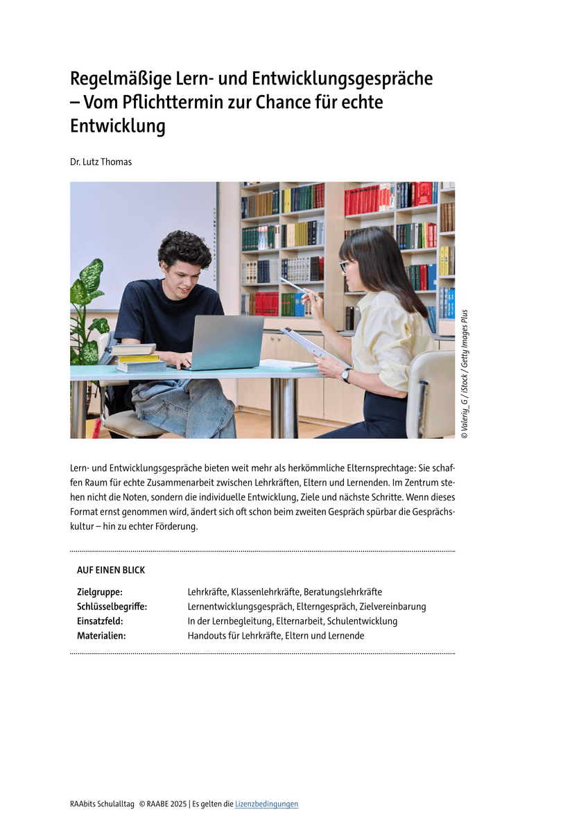 Regelmäßige Lern- und Entwicklungsgespräche