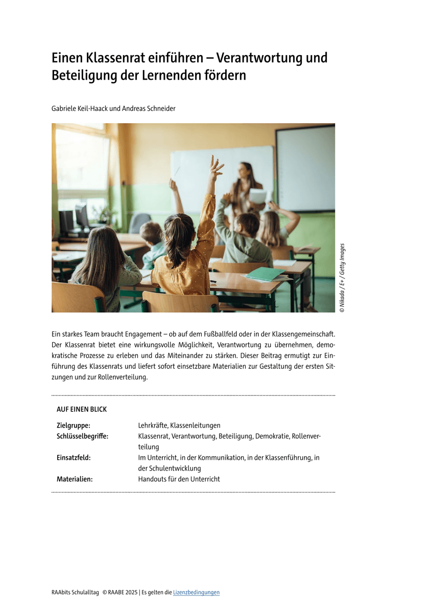 Einen Klassenrat einführen