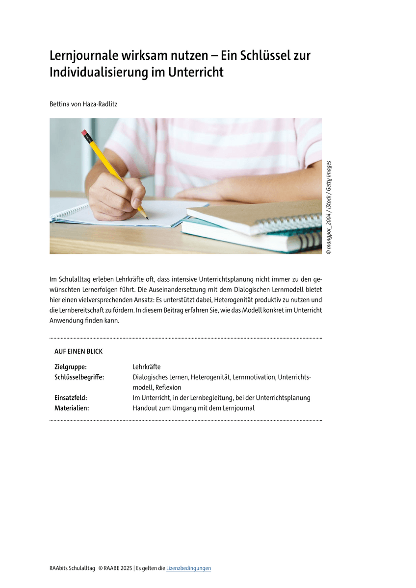 Lernjournale wirksam nutzen