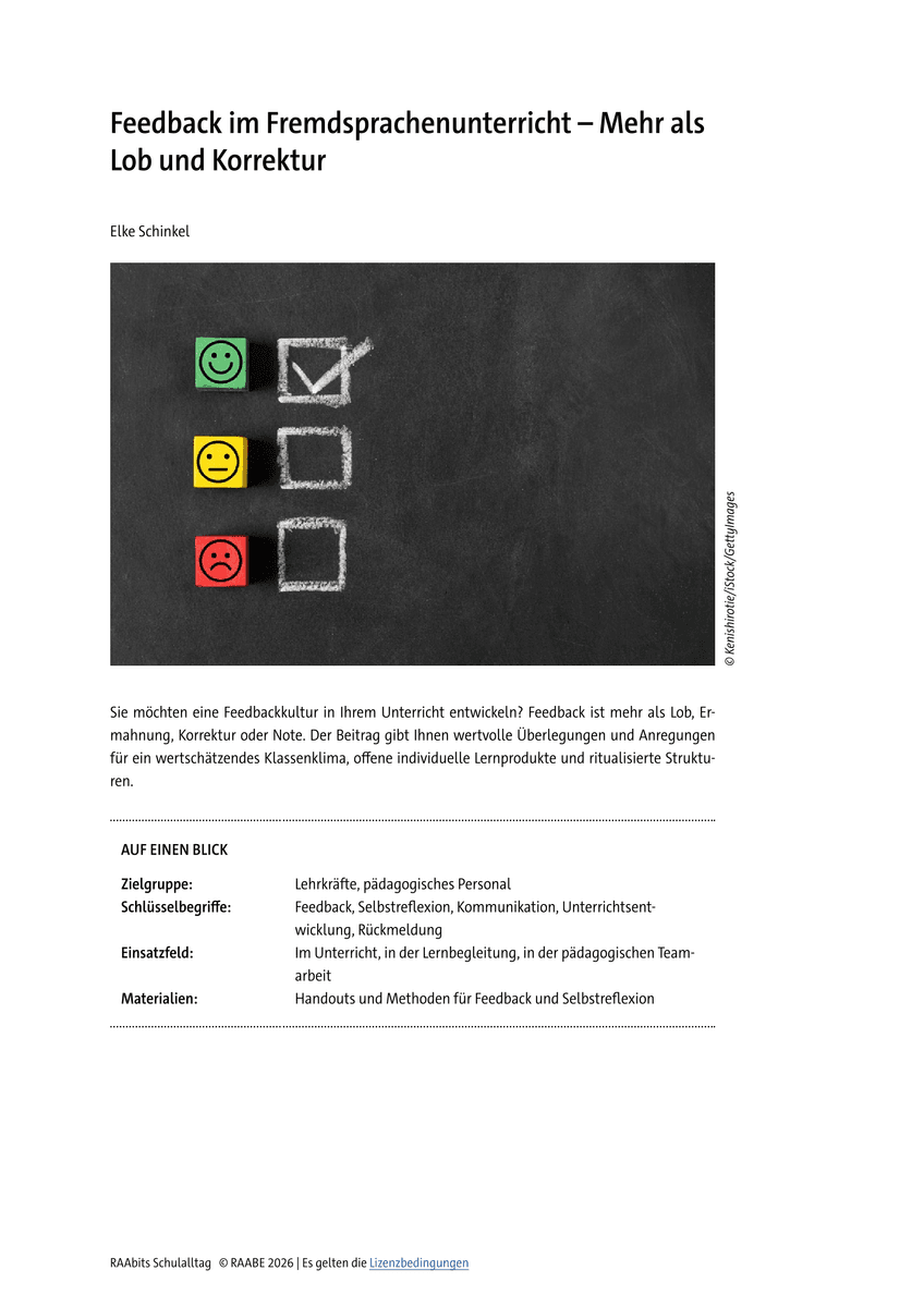 Feedback im Fremdsprachenunterricht