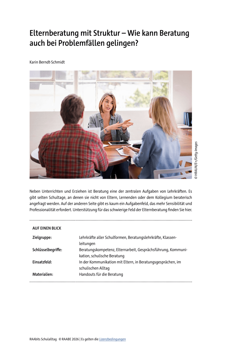 Elternberatung mit Struktur