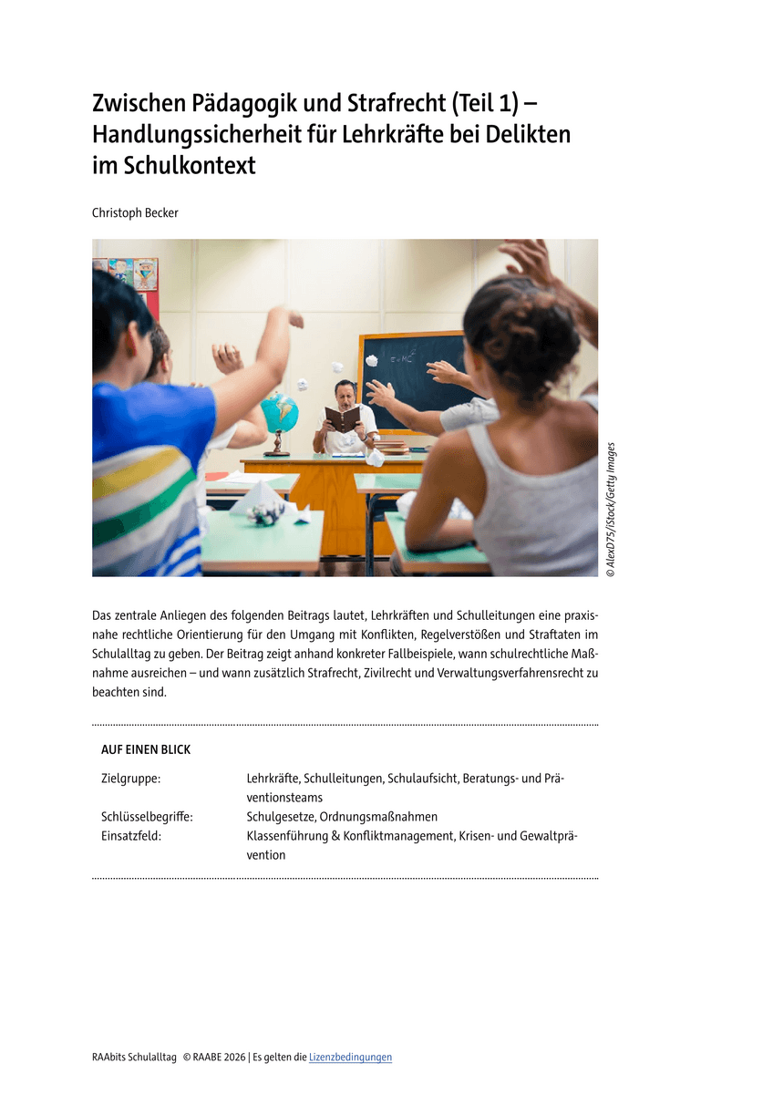 Zwischen Pädagogik und Strafrecht (Teil 1)