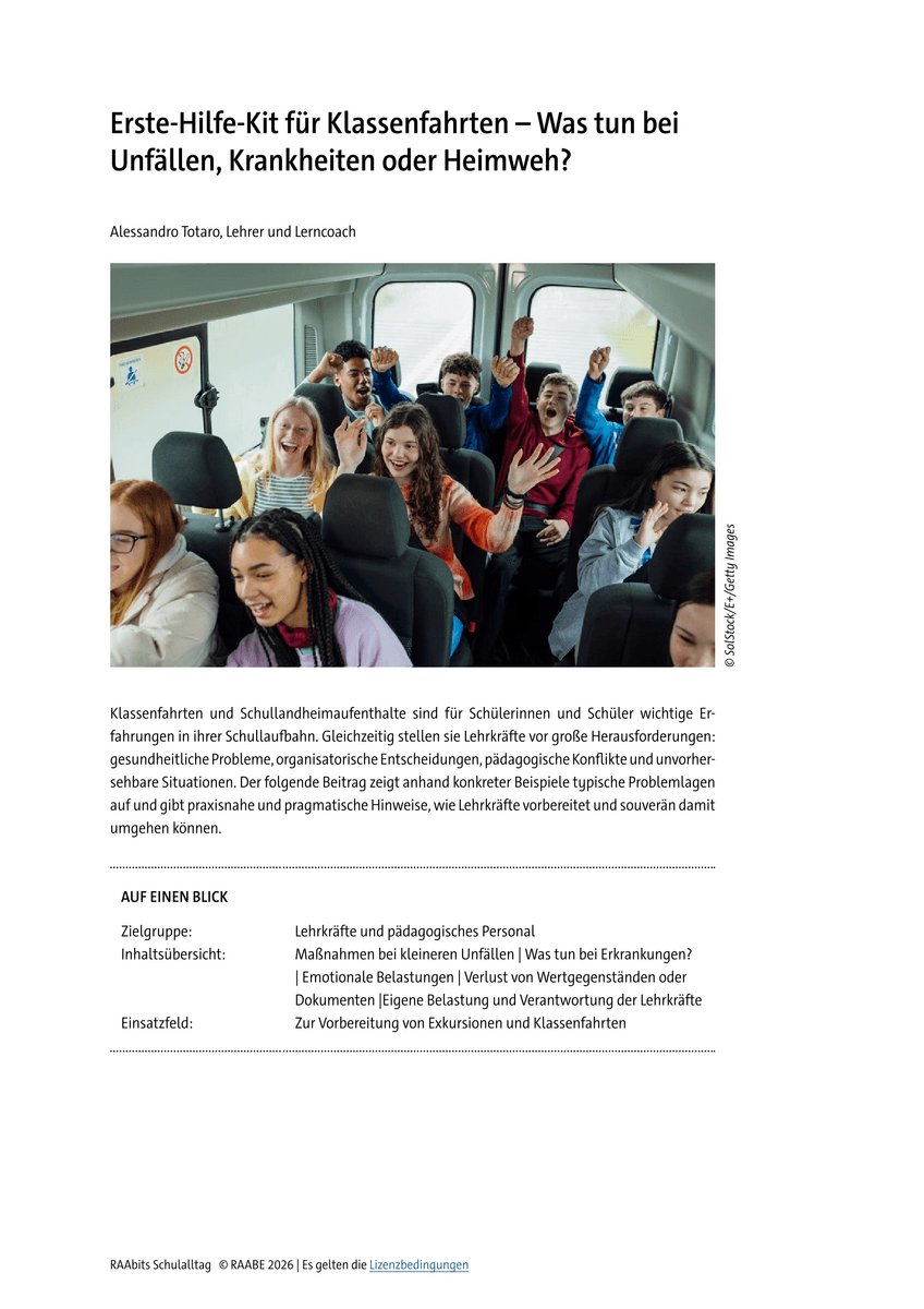 Erste-Hilfe-Kit für Klassenfahrten