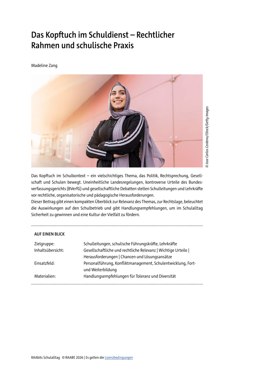 Das Kopftuch im Schuldienst