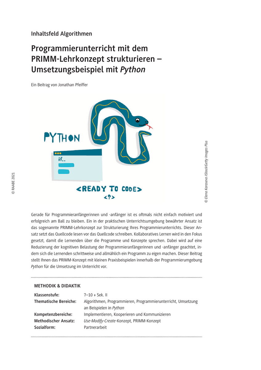 Programmierunterricht mit dem PRIMM-Lehrkonzept strukturieren