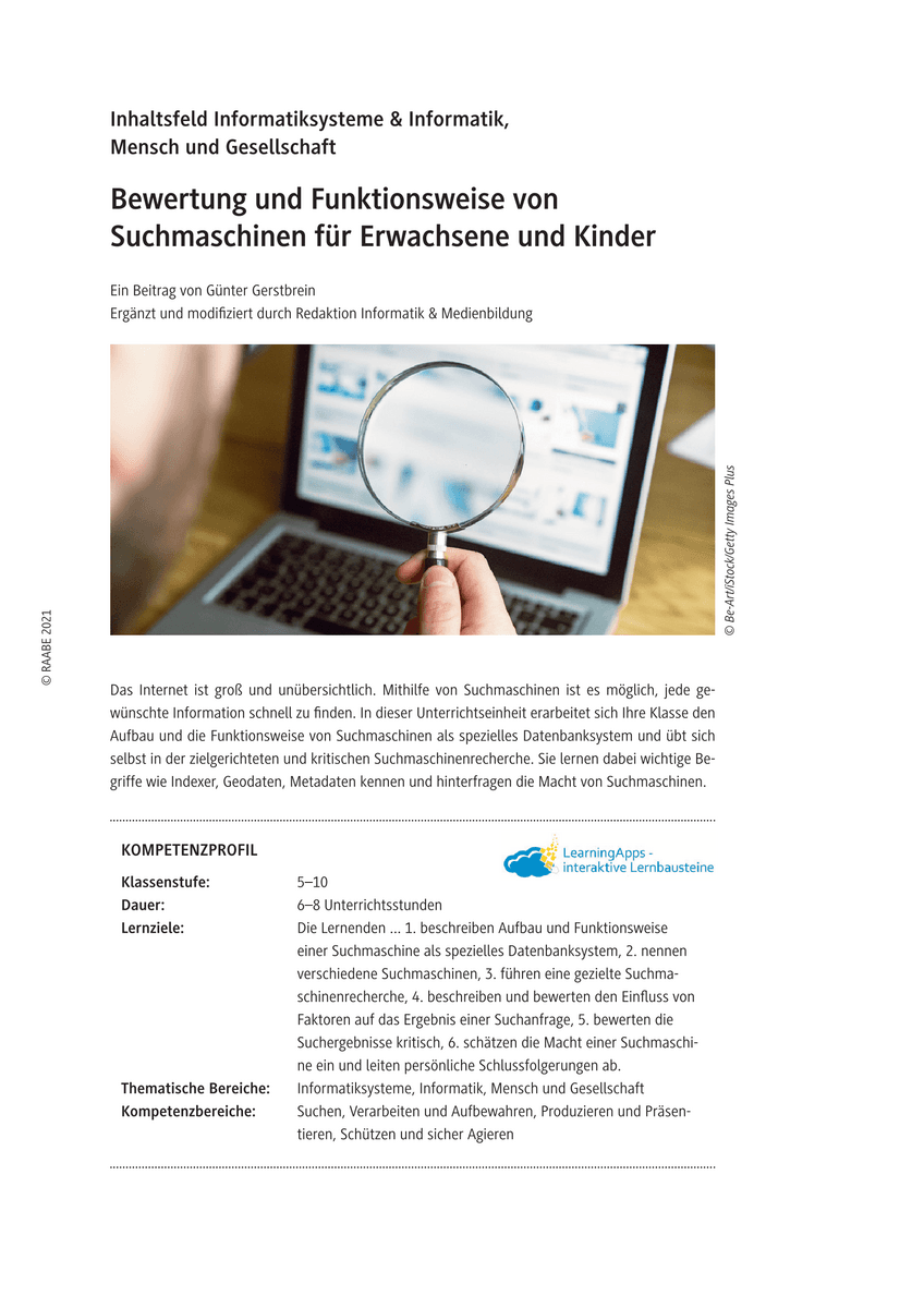 Bewertung und Funktionsweise von Suchmaschinen für Erwachsene und Kinder
