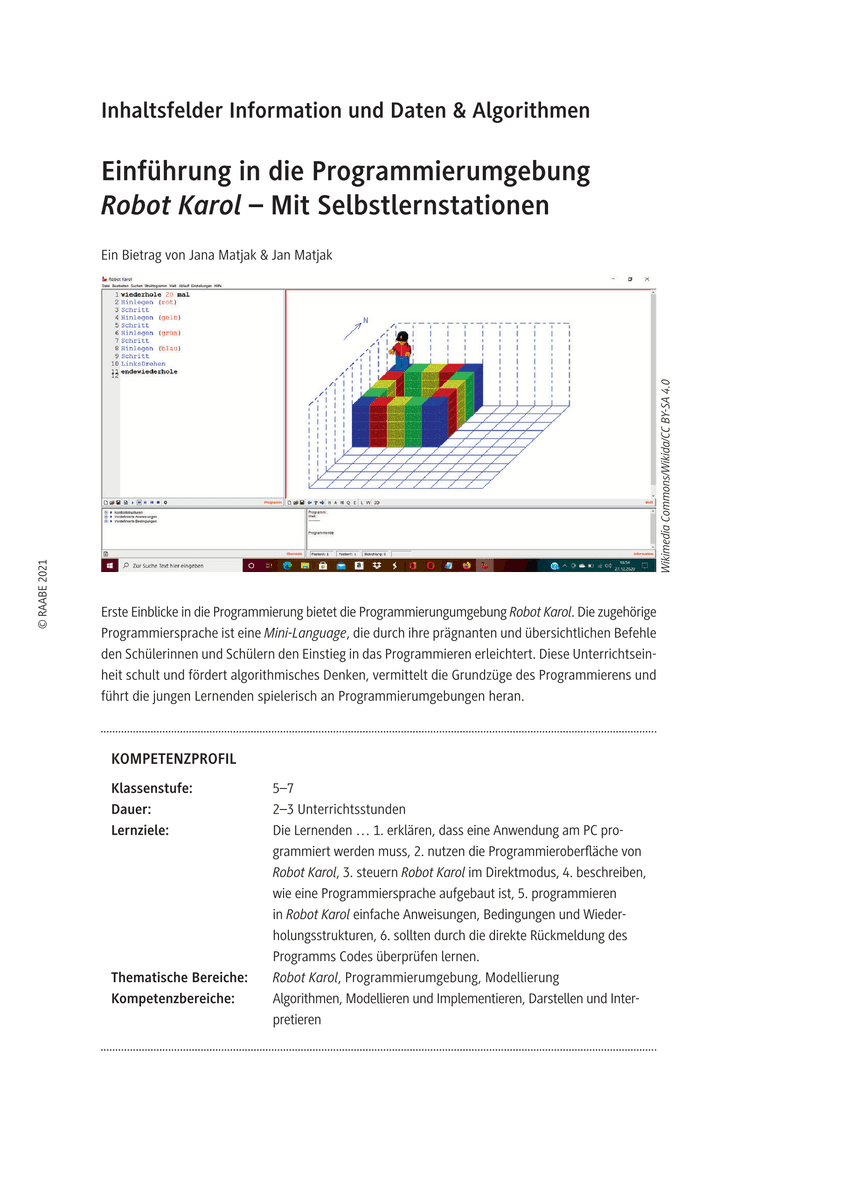 Einführung in die Programmierumgebung Robot Karol