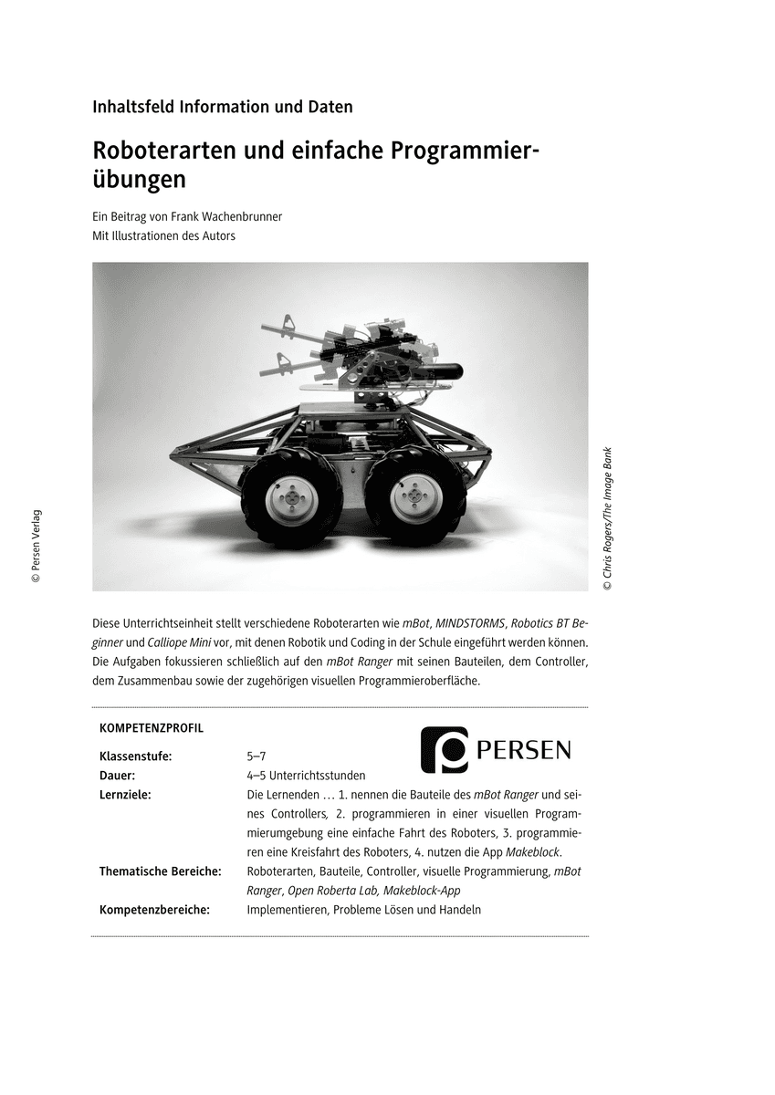 Roboterarten und einfache Programmierübungen