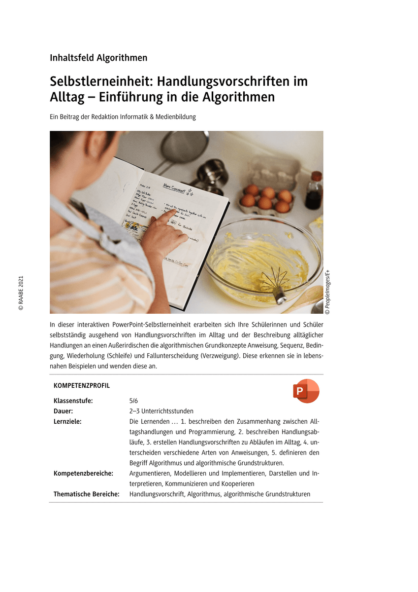 Selbstlerneinheit: Handlungsvorschriften im Alltag