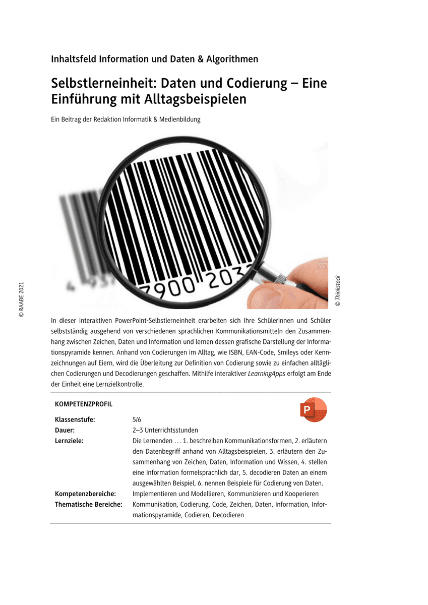 Selbstlerneinheit: Daten und Codierung
