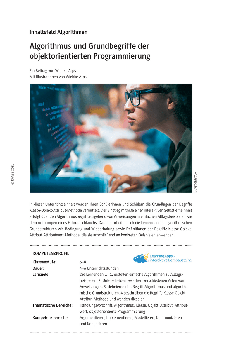 Algorithmus und Grundbegriffe der objektorientierten Programmierung