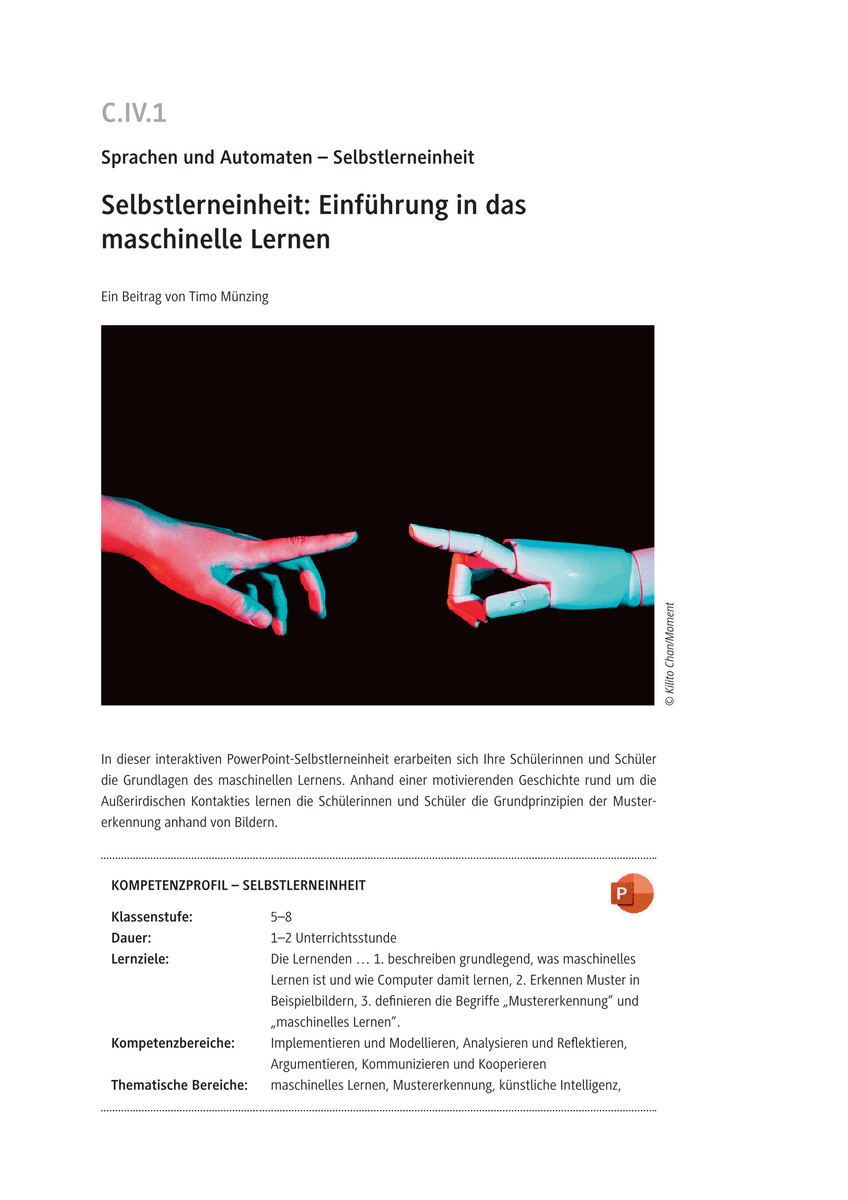 Selbstlerneinheit: Einführung in das maschinelle Lernen