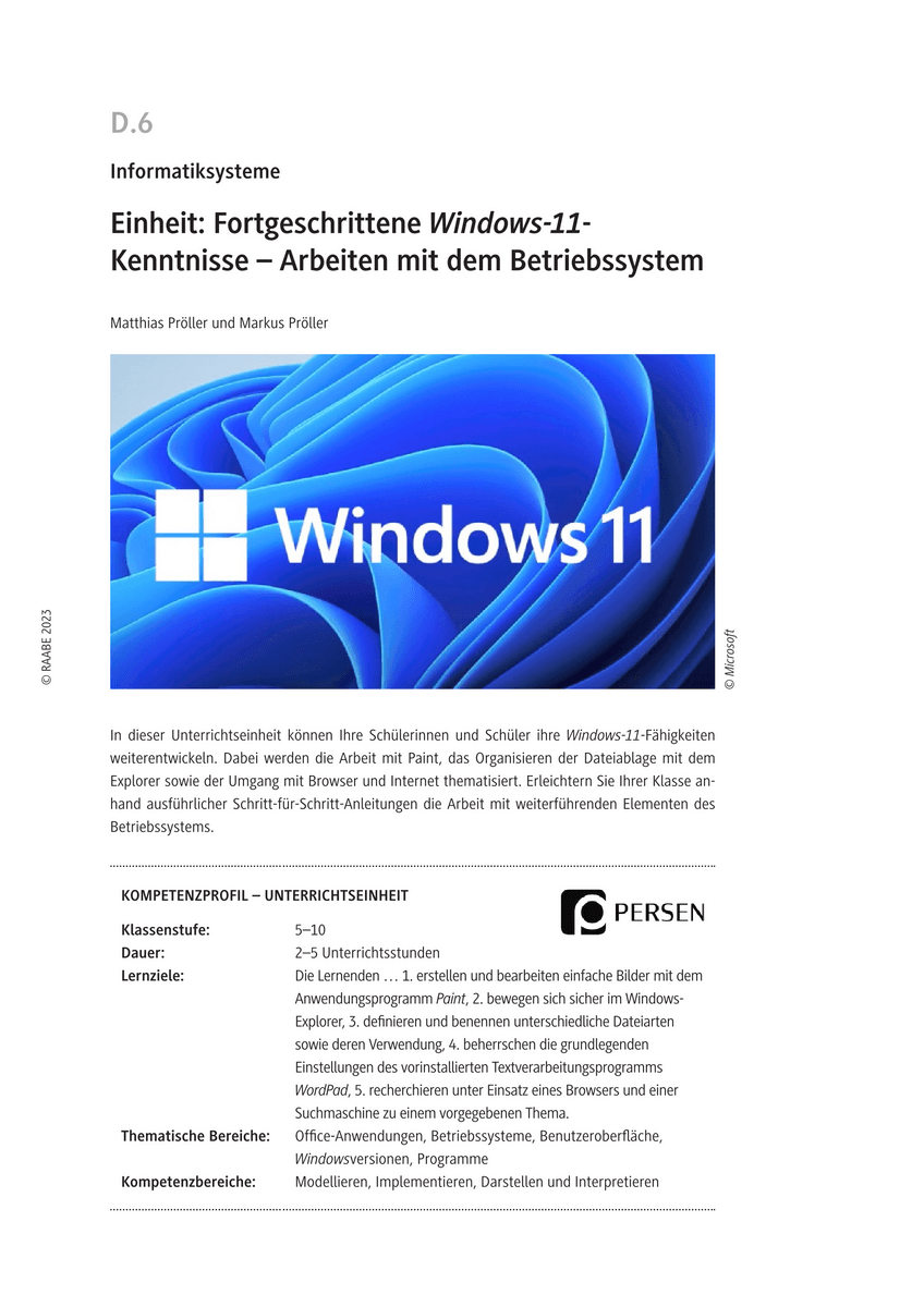 Einheit: Fortgeschrittene Windows-11-Kenntnisse